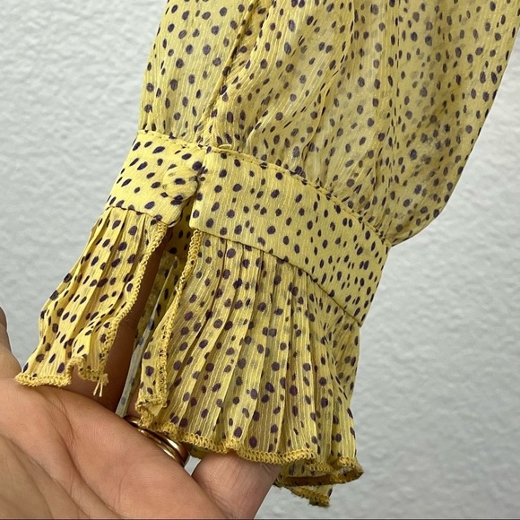 FARROW Sheer Yellow and Purple Ruffle Blouse, Size Medium - Picture 3 of 6